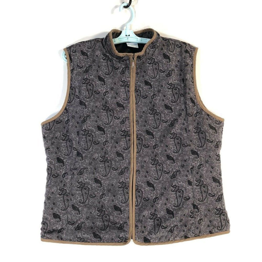 Columbia Gray River Resort Vest Jacket Women's XL Paisley Zip Front